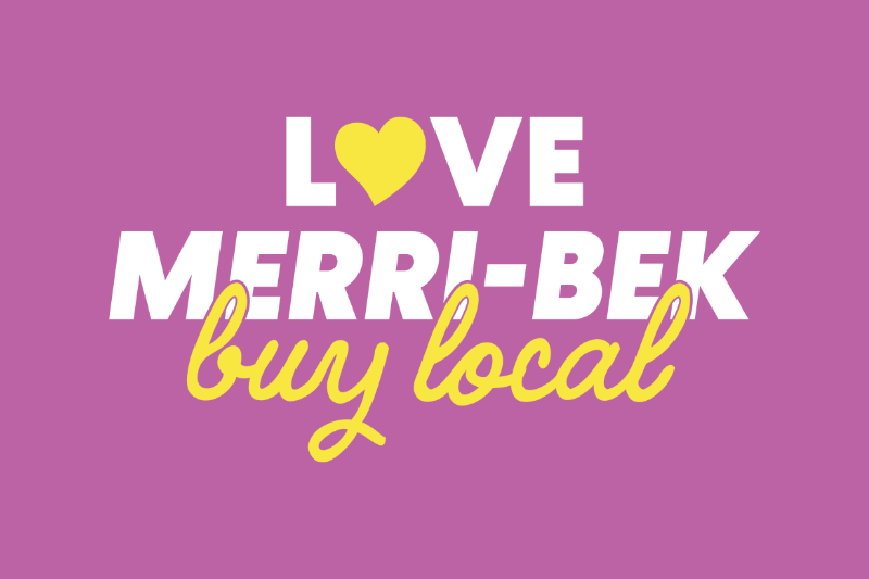 City of Merri-Bek logo with a message promoting 'Shop Local' to support neighbourhood businesses and community initiatives.